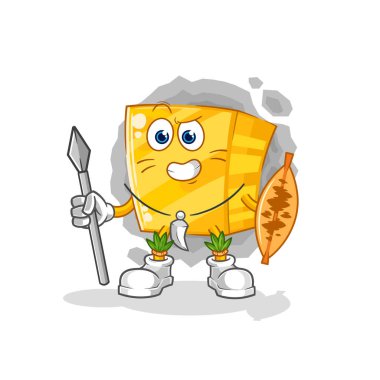 the gold african tribal fighter mascot. cartoon vecto