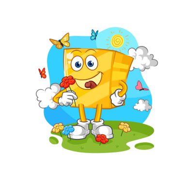 the gold pick flowers in spring. character vecto