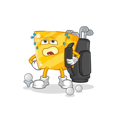 the gold with golf equipment. cartoon mascot vecto