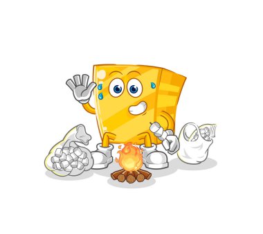 the gold roasting marshmallows. cartoon mascot vecto