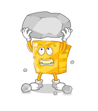 the gold lifting rock cartoon character vecto