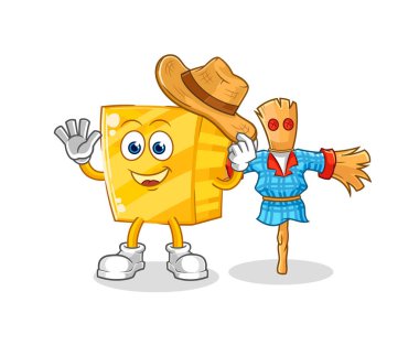 the gold with scarecrows cartoon character vecto