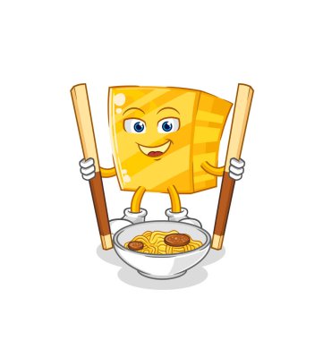 the gold eat noodle cartoon. character mascot vecto