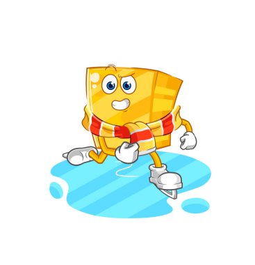 the gold ice skiing cartoon. character mascot vecto