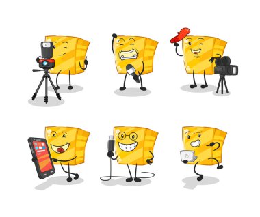 the gold technology group character. cartoon mascot vecto