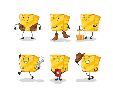 the gold cowboy group character. cartoon mascot vecto