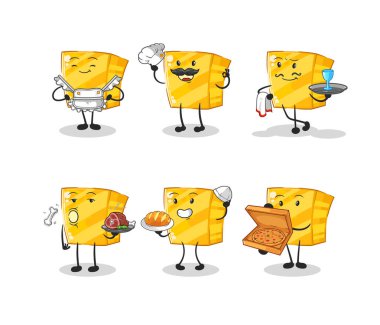 the gold restaurant group character. cartoon mascot vecto