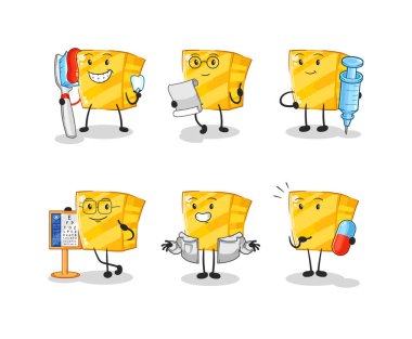 the gold doctor group character. cartoon mascot vecto