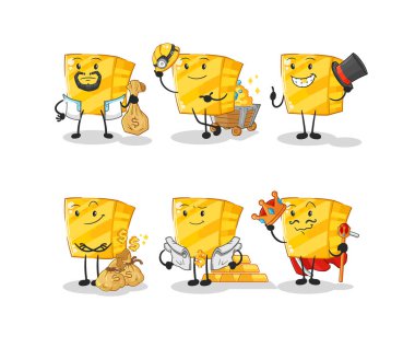 the gold rich group character. cartoon mascot vecto