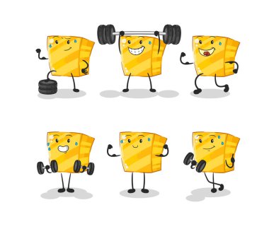 the gold exercise set character. cartoon mascot vecto