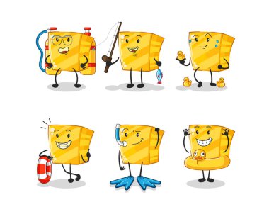 the gold water activity group. cartoon mascot vecto