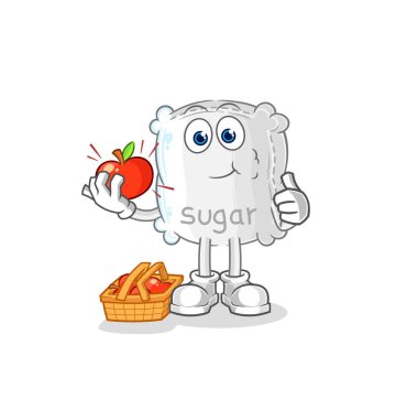 the sugar sack eating an apple illustration. character vecto