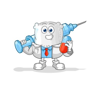 the sugar sack doctor holding medichine and injectio