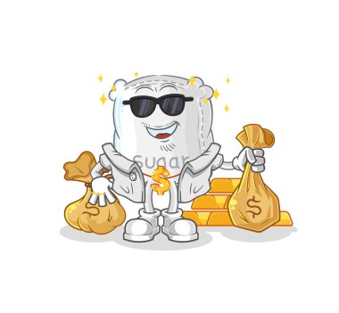 the sugar sack rich character. cartoon mascot vecto