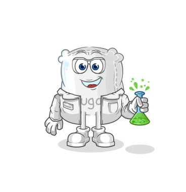 the sugar sack scientist character. cartoon mascot vecto