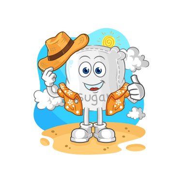 the sugar sack go on vacation. cartoon mascot vecto