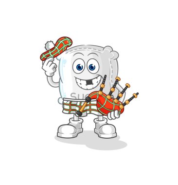 the sugar sack scottish with bagpipes vector. cartoon characte