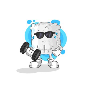 the sugar sack lifting dumbbell vector. cartoon characte