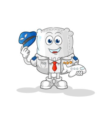 the sugar sack pilot mascot. cartoon vecto