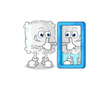 the sugar sack looking into mirror cartoon. cartoon mascot vecto