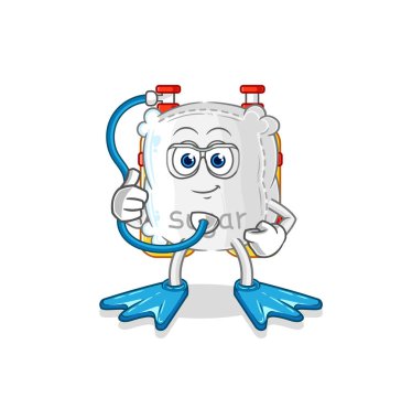 the sugar sack diver cartoon. cartoon mascot vecto