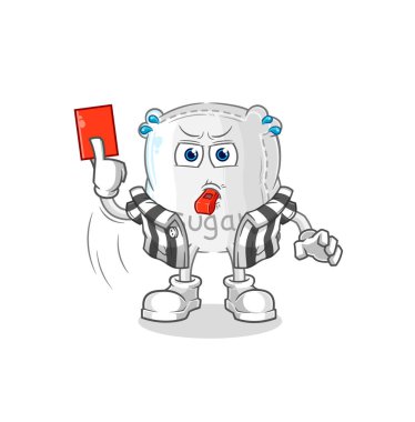 the sugar sack referee with red card illustration. character vecto