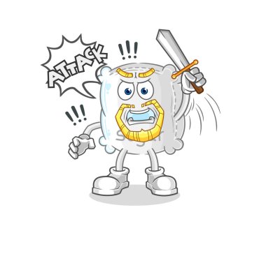 the sugar sack knights attack with sword. cartoon mascot vecto