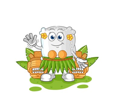 the sugar sack hawaiian waving character. cartoon mascot vecto