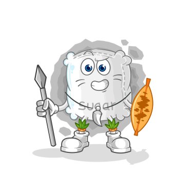 the sugar sack african tribal fighter mascot. cartoon vecto