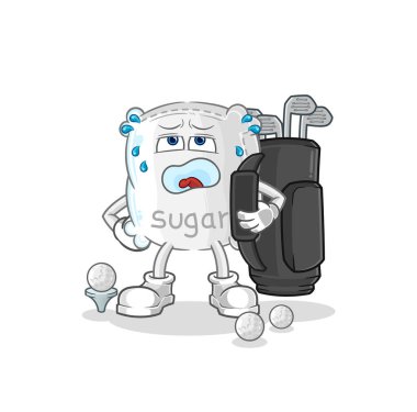 the sugar sack with golf equipment. cartoon mascot vecto
