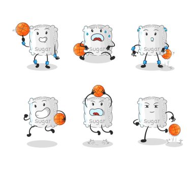 the sugar sack basketball player group character. mascot vecto