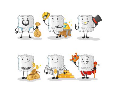 the sugar sack rich group character. cartoon mascot vecto