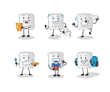 the sugar sack children group character. cartoon mascot vecto