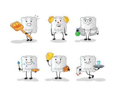 the sugar sack profession set character. cartoon mascot vecto