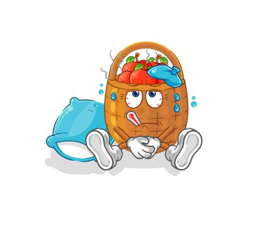 the apple basket sick vector. cartoon characte