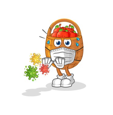 the apple basket refuse viruses cartoon. cartoon mascot vecto