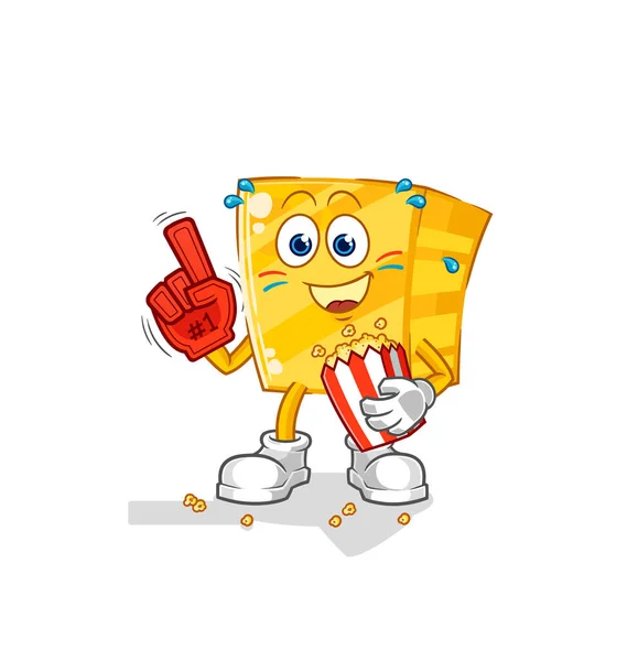 Złoty Fan Ilustracją Popcornu Znak Vecto — Wektor stockowy