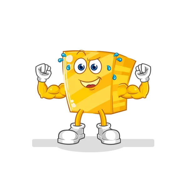 Gold Muscular Cartoon Cartoon Mascot Vecto — Vetor de Stock