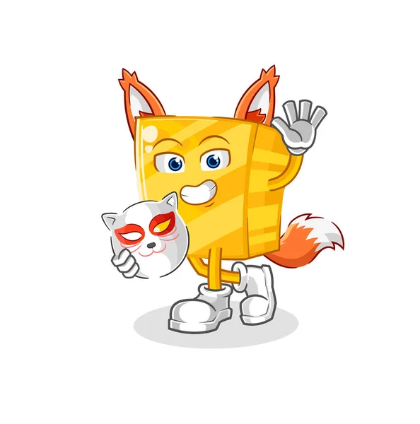 Gold Japanese Fox Character Cartoon Masco — 스톡 벡터