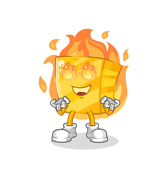 Gold Fire Mascot Cartoon Vecto — Stock Vector