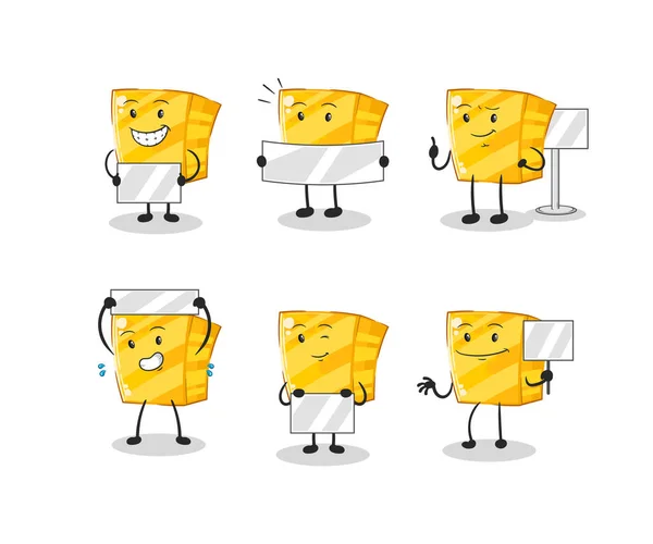 Gold Holding Board Group Character Mascot Vecto — Stockvektor