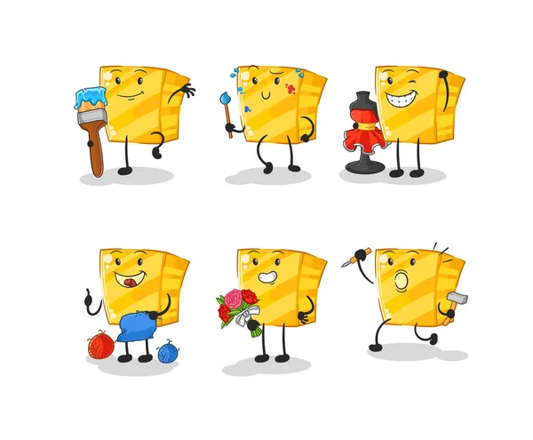 Gold Artist Group Character Cartoon Mascot Vecto — Vettoriale Stock