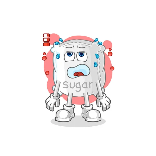 Saco Azúcar Mascota Batería Baja Dibujos Animados Vecto — Vector de stock
