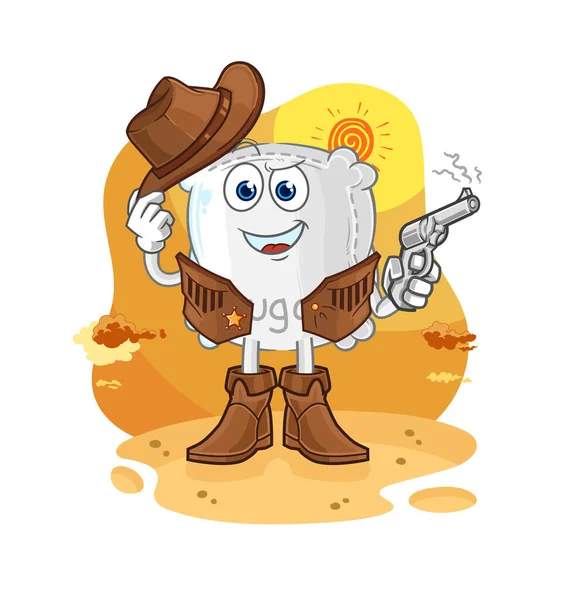 Sugar Sack Cowboy Gun Character Vecto — Vetor de Stock