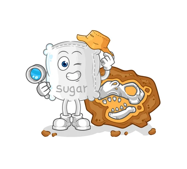 Sugar Sack Archaeologists Fossils Mascot Cartoon Vecto — 图库矢量图片