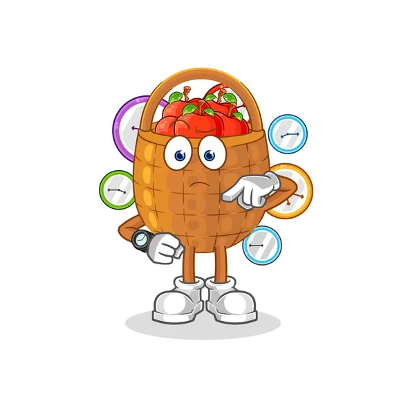 Apple Basket Wristwatch Cartoon Cartoon Mascot Vecto — Stock Vector