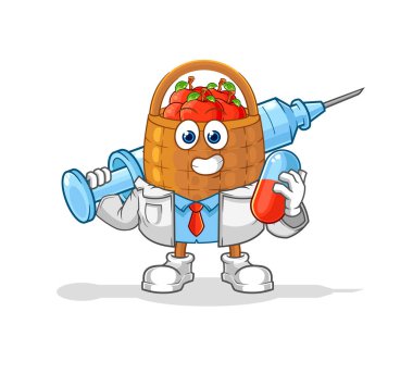 the apple basket doctor holding medichine and injectio