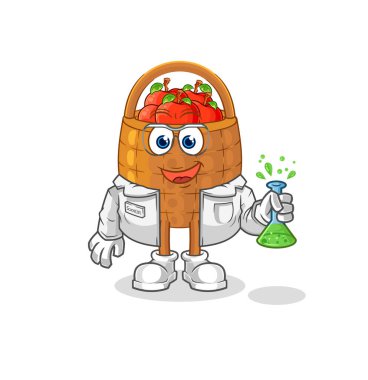 the apple basket scientist character. cartoon mascot vecto