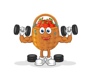 the apple basket weight training illustration. character vecto