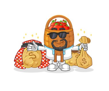 the apple basket rich arabian mascot. cartoon vecto